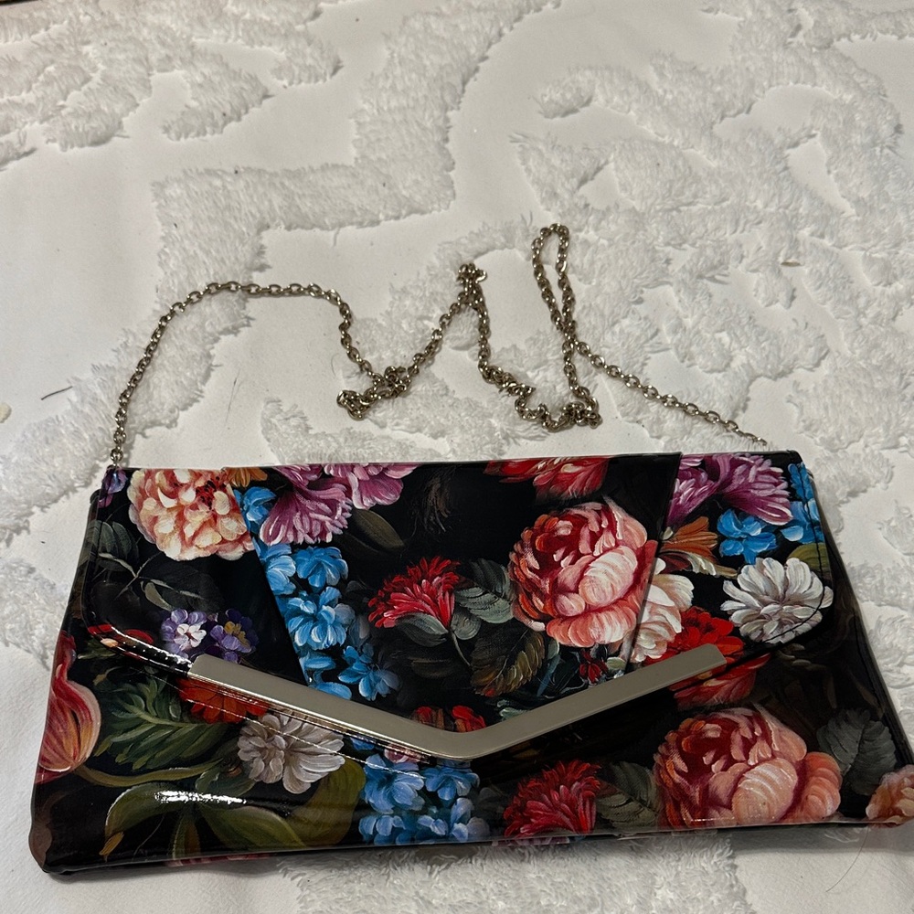 Nine West Multicolor Floral Clutch with Chain